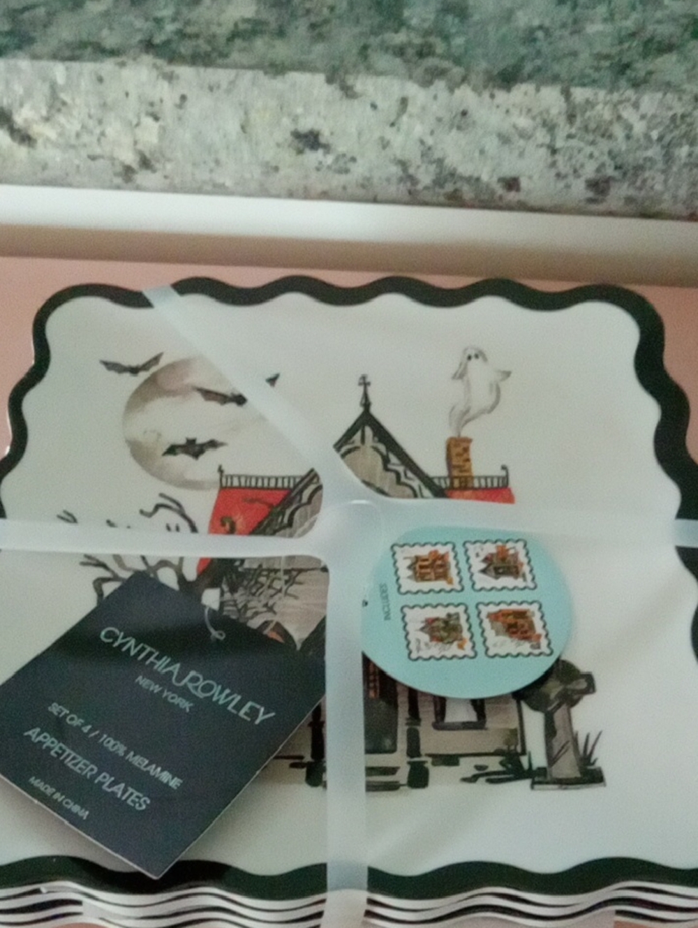 Cynthia Rowley Halloween Set Of 4 Melamine Appetizer Plates New